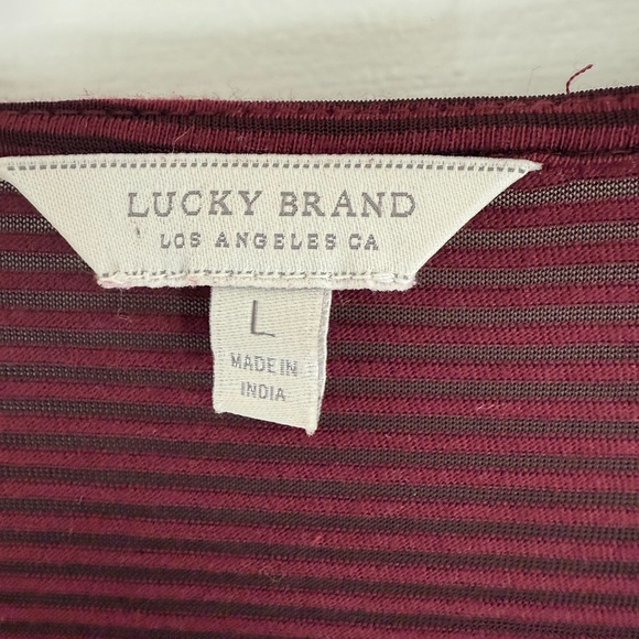 Lucky Brand Women’s Burgundy V-Neck Top Long Sleeve with Ties Large Romantic - Picture 3 of 7